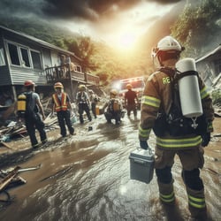 emergency response teams providing disaster relief to the community