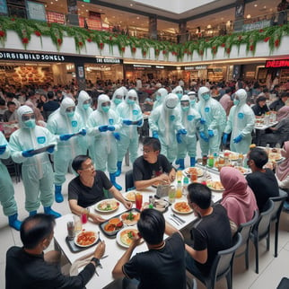 A surprise raid at the mall by the health authority due to non-compliance with hygiene standards in its food court in Malaysia