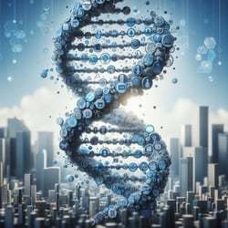 A DNA helix made of interconnected business icons, symbolizing FGV Holdings’ organizational DNA (1)